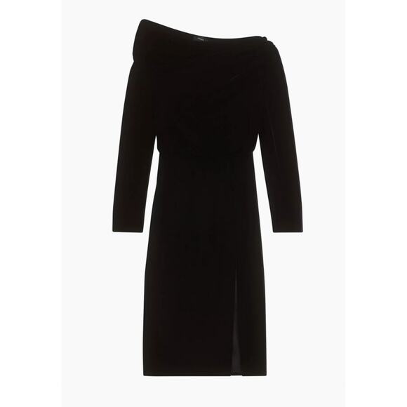 THEORY Off-The-Shoulder Velvet Midi-Dress Size‎ 2 Long Sleeves - Picture 12 of 16